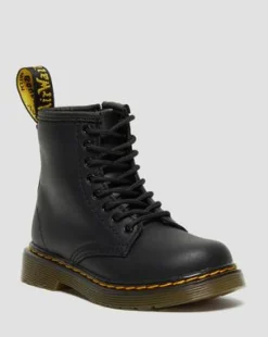 Peuter 1460 Softy T Leren Veterlaarzen in Zwart