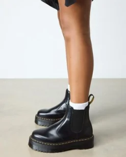 2976 Quad Smooth Leren Platform Chelsea Boots in Zwart