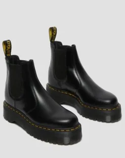2976 Quad Smooth Leren Platform Chelsea Boots in Zwart