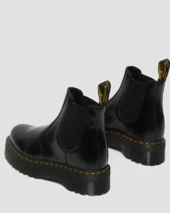 2976 Quad Smooth Leren Platform Chelsea Boots in Zwart