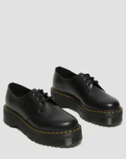 1461 Quad Smooth Leren Platform Schoenen in Zwart