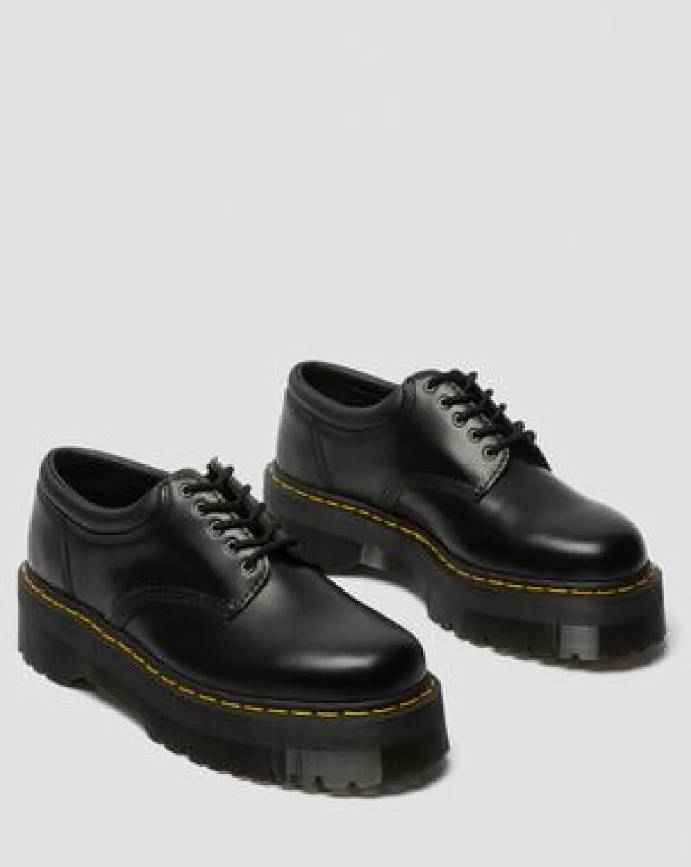 8053 Quad Smooth Leren Platform Schoenen in Zwart