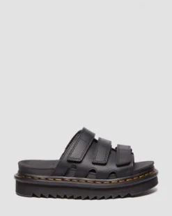 Raine Athena leren slide-sandalen in Zwart