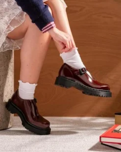 Rejena Mary Jane Lakleren Schoenen in Cherry Red