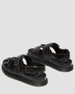 San Leren Sandalen Met Twee Riemen en Krokodilreliëf in Donkerbruin