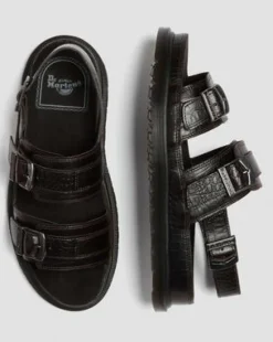 San Leren Sandalen Met Twee Riemen en Krokodilreliëf in Donkerbruin
