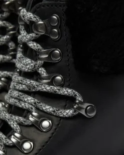 1460 Serena Collar Imitatiebont Gevoerde Enkellaarzen in Zwart