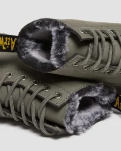 1460 Serena Imitatiebont Gevoerde Nubuck Veterlaarzen in Nickel Grey
