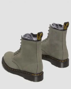 1460 Serena Imitatiebont Gevoerde Nubuck Veterlaarzen in Nickel Grey