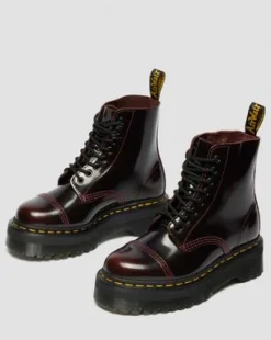 Sinclair Arcadia Leren Platformlaars in Cherry Red