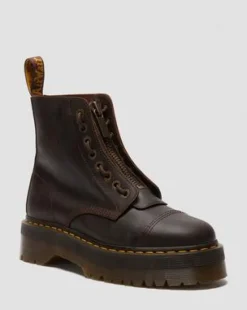 Sinclair Crazy Horse leren platform laarzen in Donkerbruin
