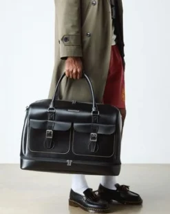 Smooth Leren Weekender Tas in Zwart