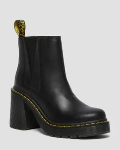 Spence Leren Chelsea Boots met Uitlopende Hak in Zwart