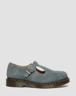 T Bar Napped Leather Shoes in Washed Denim