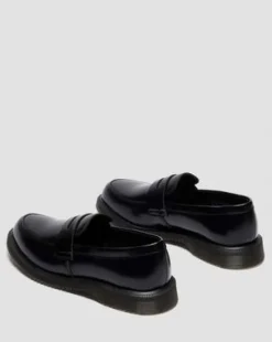 Temara Polished Smooth Leren Loafers in Zwart