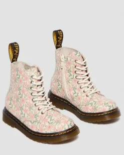 Toddler 1460 Floral leren laarzen in Cloud Cream