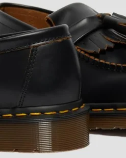 Vintage Adrian Quilon Leren Tassel Loafers in Zwart