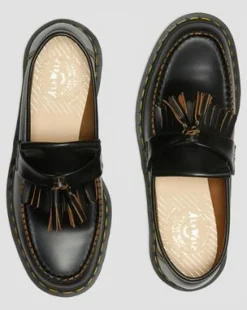 Vintage Adrian Quilon Leren Tassel Loafers in Zwart