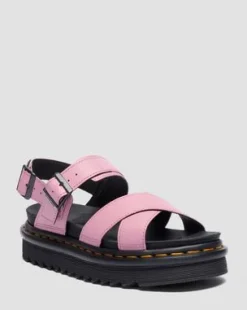 Voss II Athena leren sandalen met riem in Dusty Roze