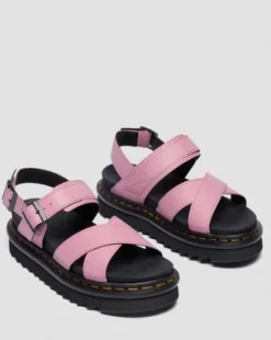 Voss II Athena leren sandalen met riem in Dusty Roze