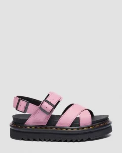 Voss II Athena leren sandalen met riem in Dusty Roze