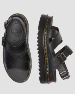 Voss II Athena leren sandalen met riem in Zwart