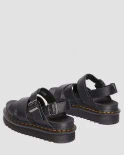 Voss II Athena leren sandalen met riem in Zwart