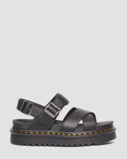 Voss II Athena leren sandalen met riem in Zwart