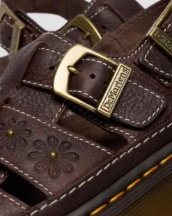Wrenlie Grizzly Leren Fisherman Platformsandalen met Open Teen in Donkerbruin