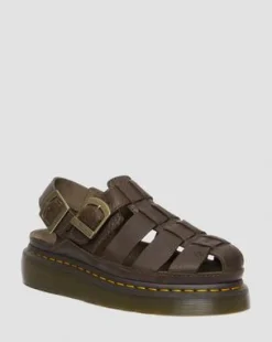 Wrenlie Leren Fisherman Sandalen in Donkerbruin