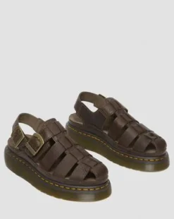 Wrenlie Leren Fisherman Sandalen in Donkerbruin