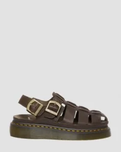 Wrenlie Leren Fisherman Sandalen in Donkerbruin
