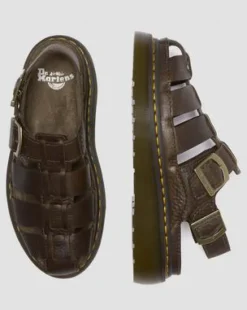 Wrenlie Leren Fisherman Sandalen in Donkerbruin