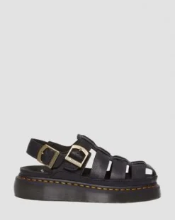 Wrenlie Leren Fisherman Sandalen in Zwart