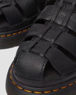 Wrenlie Leren Fisherman Sandalen in Zwart