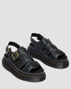 Wrenlie Nappaleren Fisherman Platformsandalen met Open Teen in Zwart