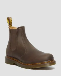 2976 Yellow Stitch Crazy Horse Leren Chelsea Boots in Donkerbruin