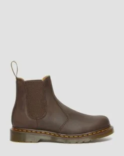 2976 Yellow Stitch Crazy Horse Leren Chelsea Boots in Donkerbruin