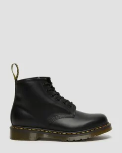 101 Yellow Stitch Smooth Leren Enkellaarzen in Zwart