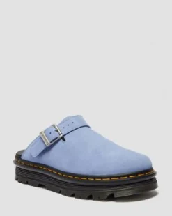 Zebzag Casual suède slingback platform mules in Korenbloemblauw