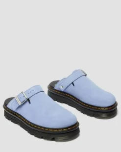 Zebzag Casual suède slingback platform mules in Korenbloemblauw