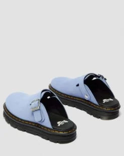 Zebzag Casual suède slingback platform mules in Korenbloemblauw