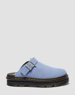 Zebzag Casual suède slingback platform mules in Korenbloemblauw