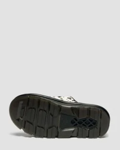 Zebzag Dalmatian Hair-On Leren Platform Slides in Crème & Zwart