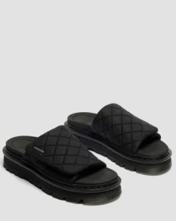 Zebzag Gewatteerde Canvas Platform Slides in Zwart