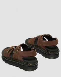 Zebzag Nubuck Platform Sandalen in Sepia Bruin
