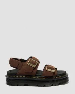 Zebzag Nubuck Platform Sandalen in Sepia Bruin
