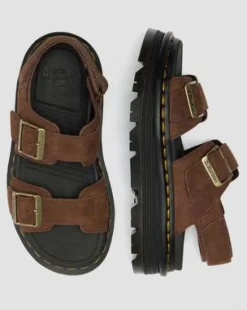 Zebzag Nubuck Platform Sandalen in Sepia Bruin