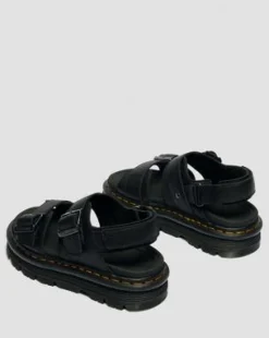 Zebzag Pisa Leren Platform Sandalen in Zwart