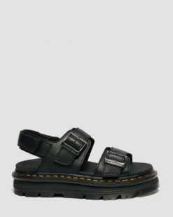 Zebzag Pisa Leren Platform Sandalen in Zwart